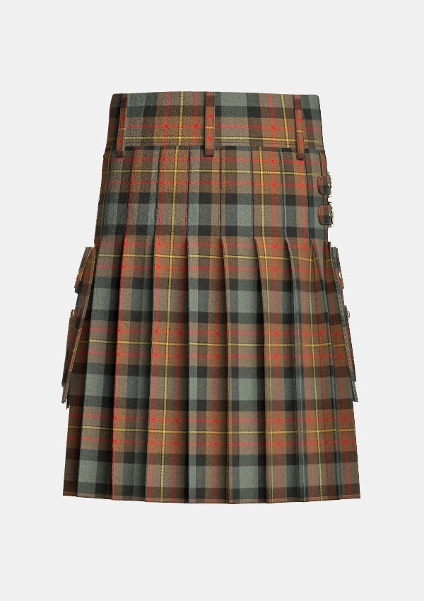 Utility_Maclaren_weathered_tartan_kilt_back_image_with_pleated_design_and_adjustable_buckles_for_men