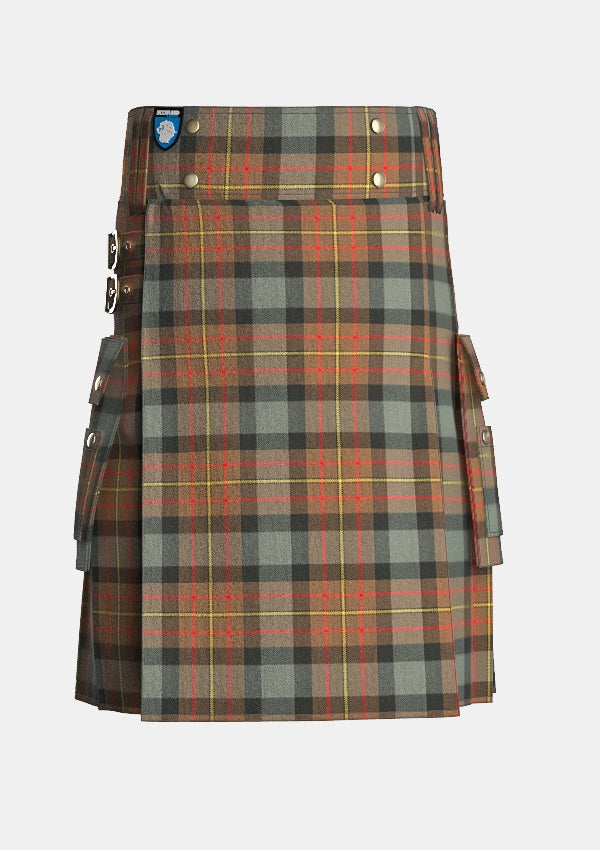 Utility_Maclaren_weathered_tartan_kilt_front_image_with_pleated_design_and_adjustable_buckles_for_men