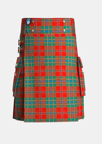 Utility_Maclean_of_Duart_tartan_58_kilt_front_image_with_pleated_design_and_adjustable_buckles_for_men