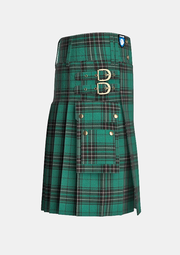 Utility_Maclean_tartan_kilt_right_image_with_pleated_design_and_adjustable_buckles_for_men