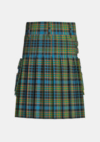 Utility_Maclellan_tartan_323_kilt_back_image_with_pleated_design_and_adjustable_buckles_for_men
