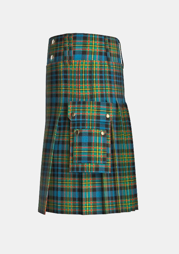 Utility_Maclellan_tartan_323_kilt_left_image_with_pleated_design_and_adjustable_buckles_for_men