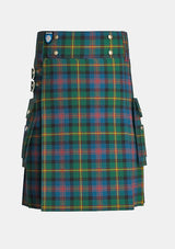 Utility_Maclennan_tartan_1429_kilt_front_image_with_pleated_design_and_adjustable_buckles_for_men