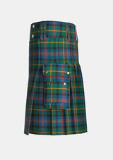 Utility_Maclennan_tartan_1429_kilt_left_image_with_pleated_design_and_adjustable_buckles_for_men