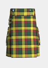 Utility_Macmillan_tartan_kilt_front_image_with_pleated_design_and_adjustable_buckles_for_men