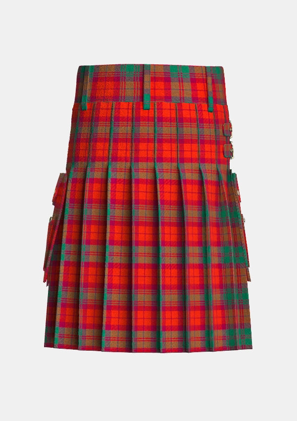Utility_Macnab_tartan_857_kilt_back_image_with_pleated_design_and_adjustable_buckles_for_men