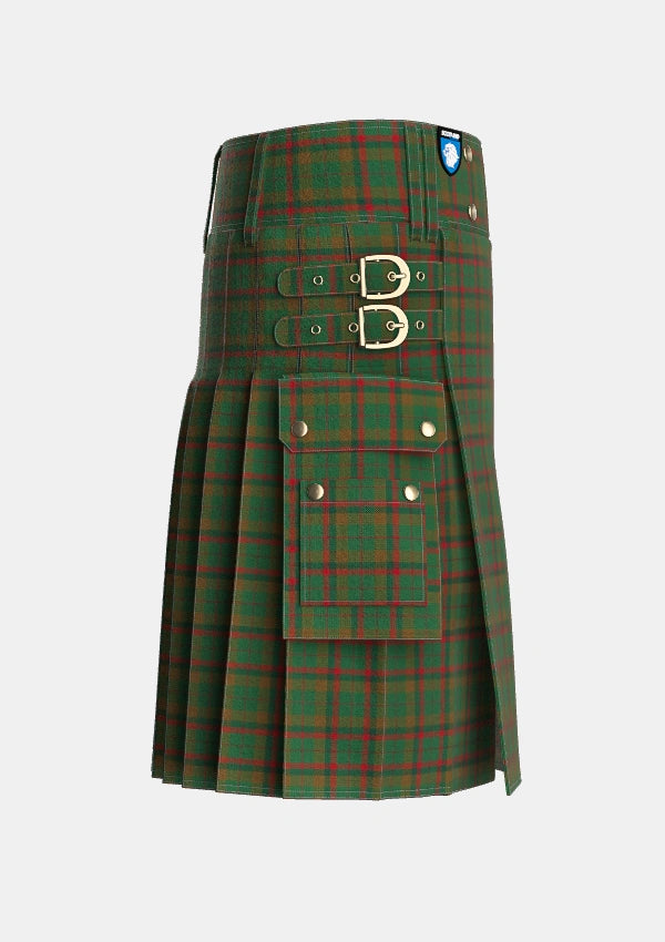 Utility_Macnaughton_Hunting_Tartan_7852_kilt_right_image_with_pleated_design_and_adjustable_buckles_for_men