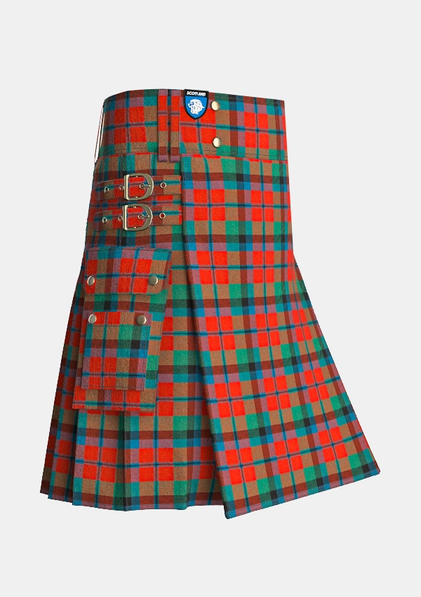 Utility_Macnaughton_tartan_1066_kilt_side_image_with_pleated_design_and_adjustable_buckles_for_men