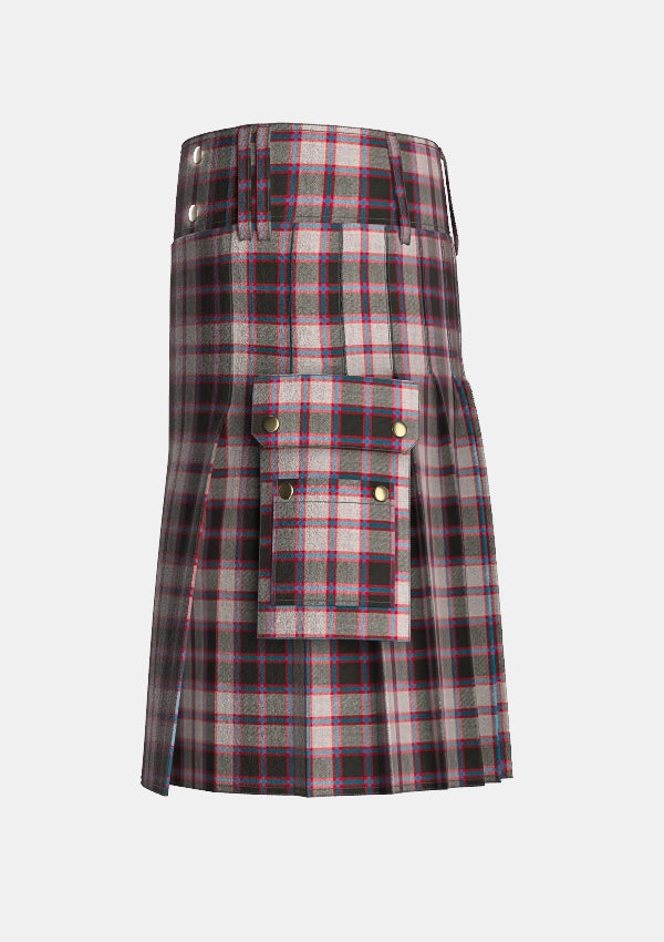 Utility_Macpherson_Hunting_tartan_547_kilt_left_image_with_pleated_design_and_adjustable_buckles_for_men