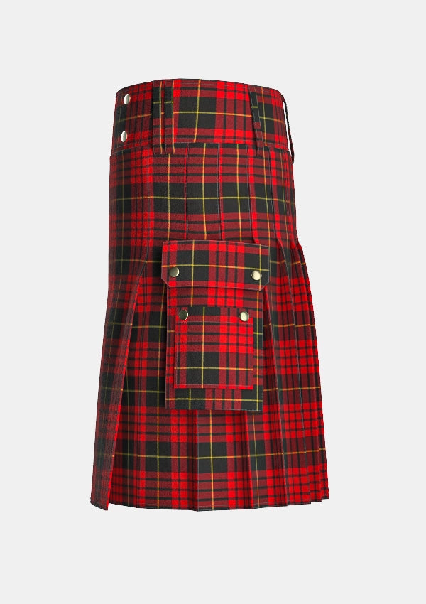 Utility_Macqueen_tartan_1209_kilt_left_image_with_pleated_design_and_adjustable_buckles_for_men