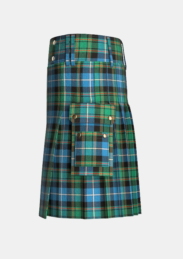 Utility_Macrae_tartan_kilt_left_image_with_pleated_design_and_adjustable_buckles_for_men