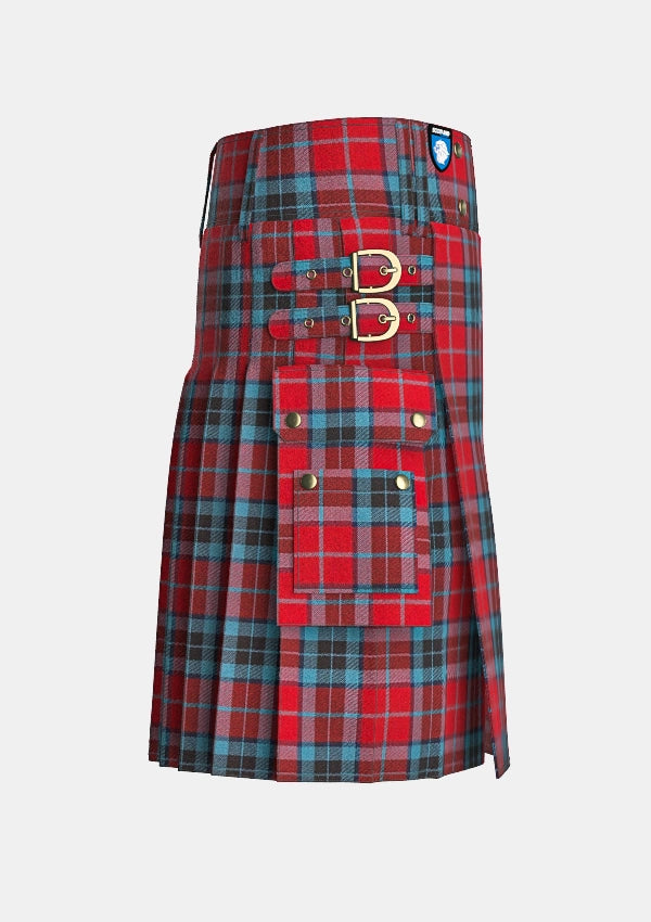 Utility_Mactavish_tartan_230_kilt_right_image_with_pleated_design_and_adjustable_buckles_for_men