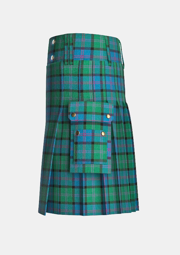Utility_Macthomas_tartan_407_kilt_left_image_with_pleated_design_and_adjustable_buckles_for_men
