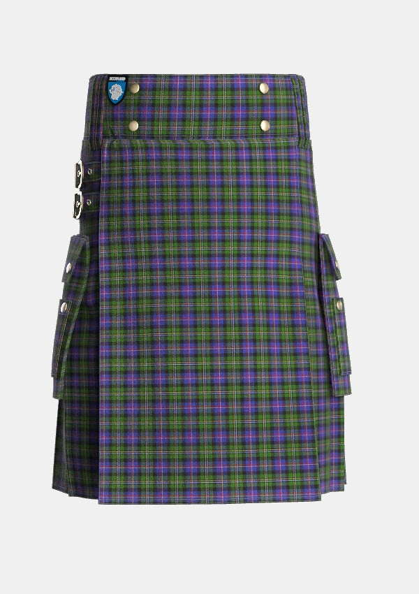 Utility_Malcolm_1840_Tartan_6470_kilt_front_image_with_pleated_design_and_adjustable_buckles_for_men