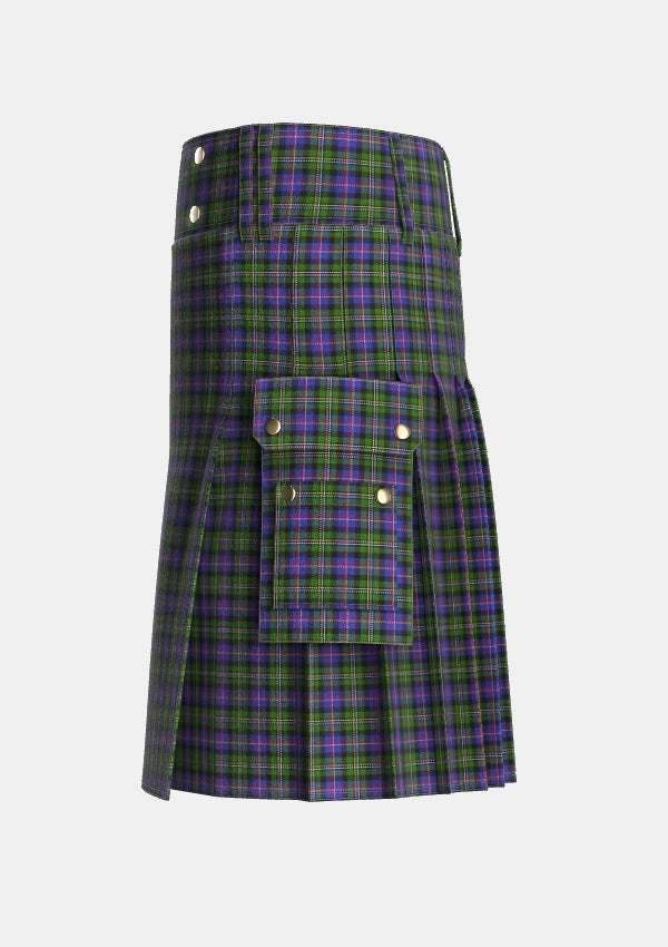 Utility_Malcolm_1840_Tartan_6470_kilt_left_image_with_pleated_design_and_adjustable_buckles_for_men