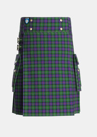 Utility_Malcolm_Two_Tartan_5696_kilt_front_image_with_pleated_design_and_adjustable_buckles_for_men