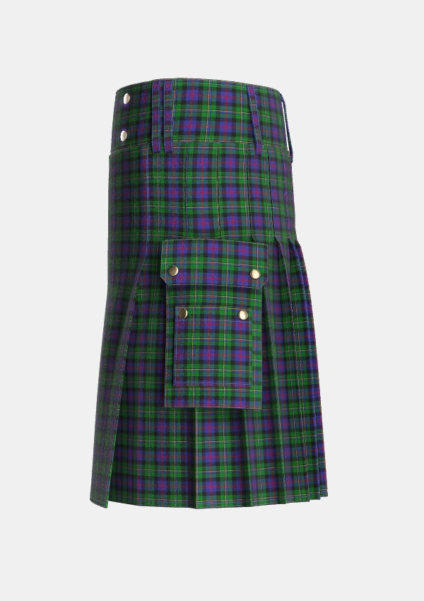 Utility_Malcolm_Two_Tartan_5696_kilt_left_image_with_pleated_design_and_adjustable_buckles_for_men