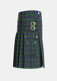 Utility_Malcolm_Two_Tartan_5696_kilt_right_image_with_pleated_design_and_adjustable_buckles_for_men