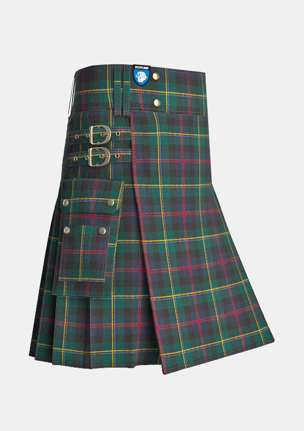 Utility_Malcolm_tartan_5696_kilt_side_image_with_pleated_design_and_adjustable_buckles_for_men