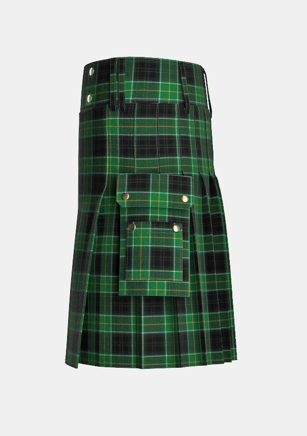 Utility_Malone_Tartan_11588_kilt_left_image_with_pleated_design_and_adjustable_buckles_for_men