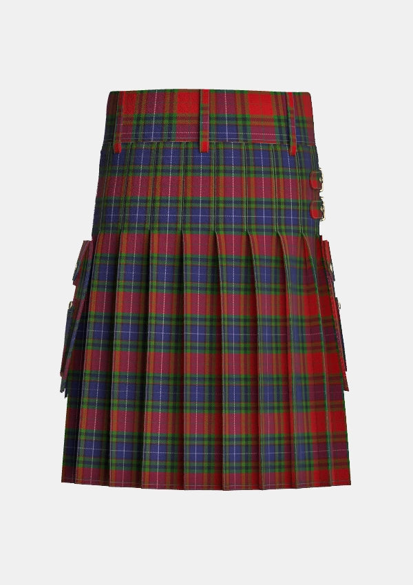 Utility_Manson_Tartan_987_kilt_back_image_with_pleated_design_and_adjustable_buckles_for_men
