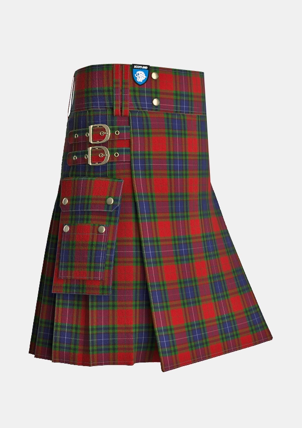 Utility_Manson_Tartan_987_kilt_side_image_with_pleated_design_and_adjustable_buckles_for_men