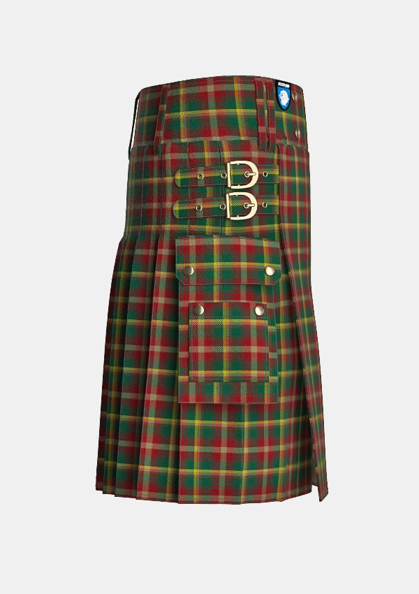 Utility_Maple_Leaf_Tartan_2034_kilt_right_image_with_pleated_design_and_adjustable_buckles_for_men