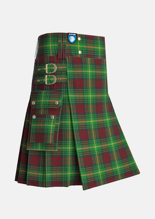 Utility_Martin_tartan_1207_kilt_side_image_with_pleated_design_and_adjustable_buckles_for_men