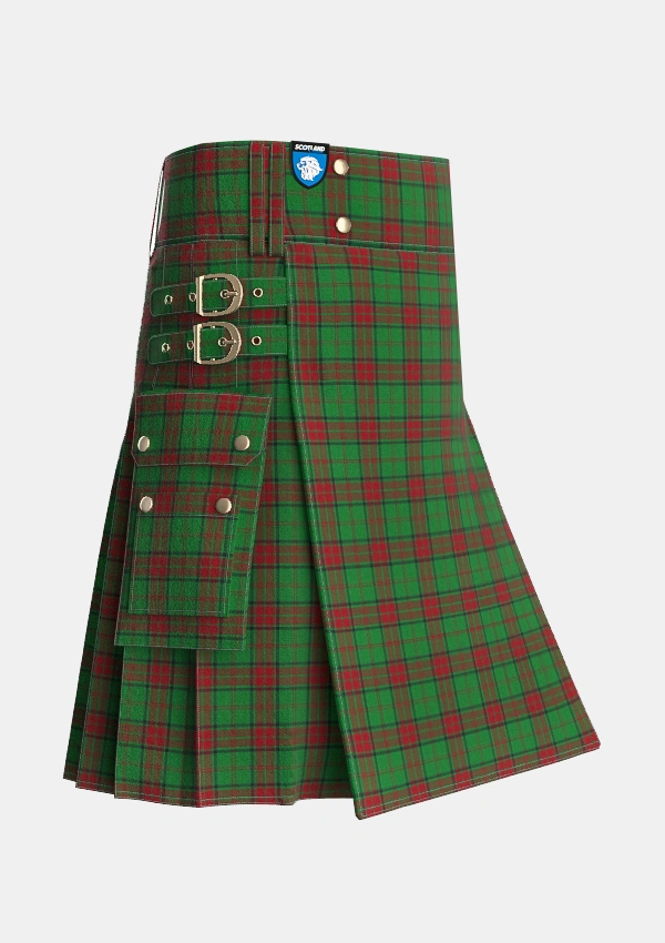 Utility_Maxwell_Hunting_Tartan_865_kilt_side_image_with_pleated_design_and_adjustable_buckles_for_men