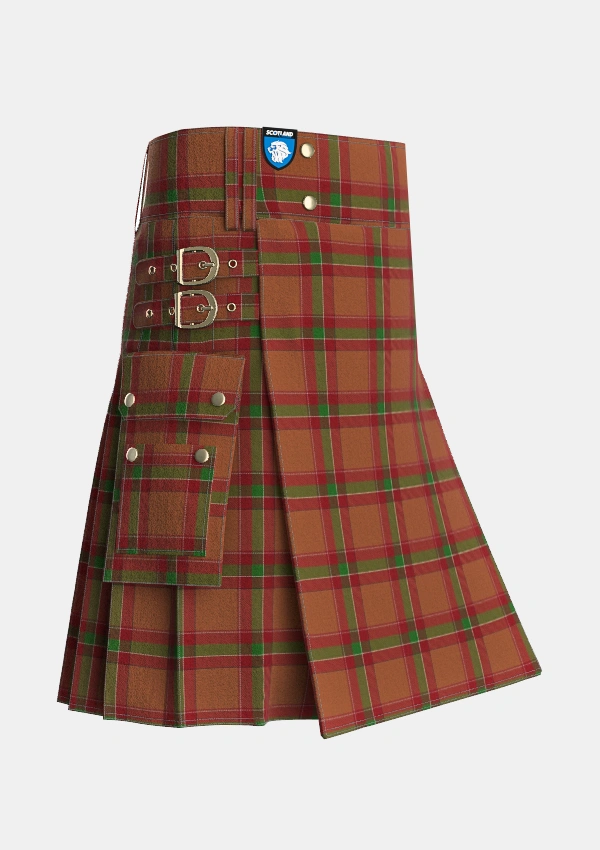 Utility_McBrayer_Tartan_3321_kilt_side_image_with_pleated_design_and_adjustable_buckles_for_men