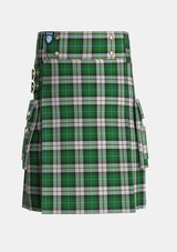 Utility_McCandlish_Arisaid_Green_Tartan_3325_kilt_front_image_with_pleated_design_and_adjustable_buckles_for_men