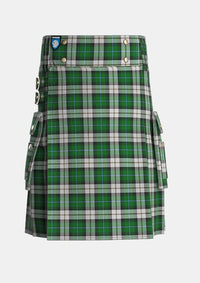 Utility_McCandlish_Arisaid_Green_Tartan_3325_kilt_front_image_with_pleated_design_and_adjustable_buckles_for_men