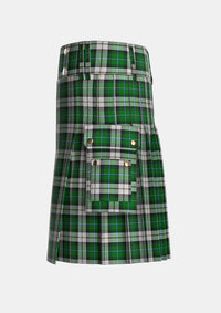 Utility_McCandlish_Arisaid_Green_Tartan_3325_kilt_left_image_with_pleated_design_and_adjustable_buckles_for_men
