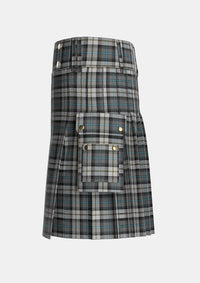 Utility_McCandlish_Dress_Grey_Tartan_3327_kilt_left_image_with_pleated_design_and_adjustable_buckles_for_men
