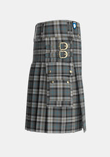 Utility_McCandlish_Dress_Grey_Tartan_3327_kilt_right_image_with_pleated_design_and_adjustable_buckles_for_men
