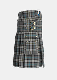 Utility_McCandlish_Dress_Grey_Tartan_3327_kilt_right_image_with_pleated_design_and_adjustable_buckles_for_men