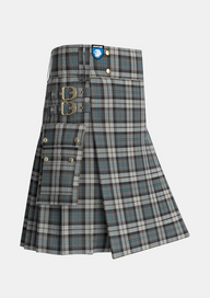 Utility_McCandlish_Dress_Grey_Tartan_3327_kilt_side_image_with_pleated_design_and_adjustable_buckles_for_men