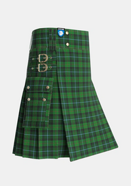 Utility_McCandlish_Hunting_Green_Tartan_3328_kilt_side_image_with_pleated_design_and_adjustable_buckles_for_men