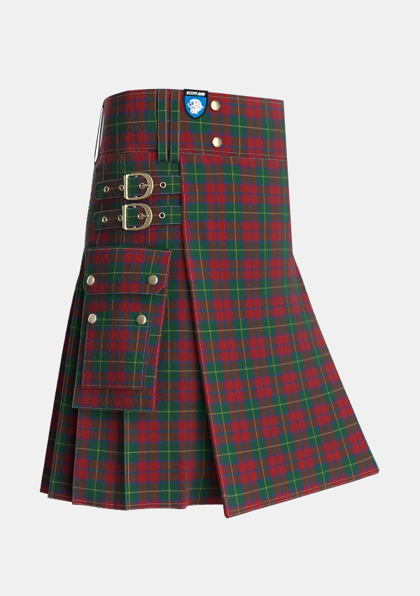 Utility_McCarthy_Old_Tartan_4049_kilt_side_image_with_pleated_design_and_adjustable_buckles_for_men