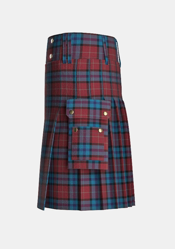 Utility_McCurdy_Stribbling_Tartan_10284_kilt_left_image_with_pleated_design_and_adjustable_buckles_for_men