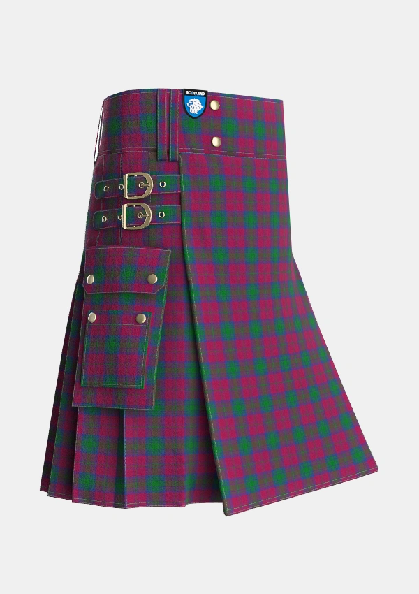 Utility_McGlynn_Tartan_6020_kilt_side_image_with_pleated_design_and_adjustable_buckles_for_men