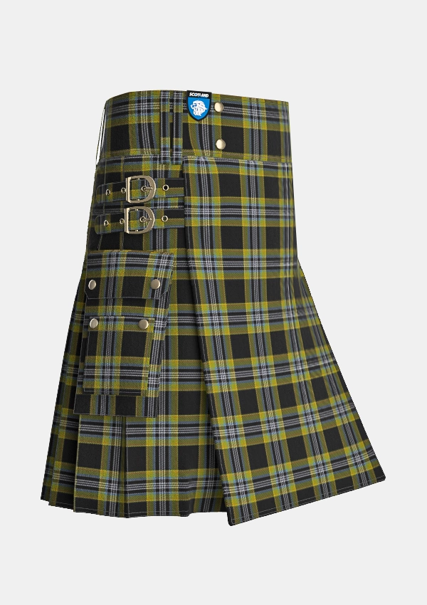 Utility_McIntyre_Collegium_tartan_12730_kilt_side_image_with_pleated_design_and_adjustable_buckles_for_men
