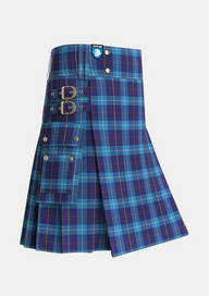 Utility_McKerrell_of_Hillhouse_Tartan_1758_kilt_side_image_with_pleated_design_and_adjustable_buckles_for_men