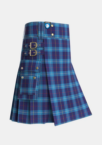 Utility_McKerrell_of_Hillhouse_Tartan_1758_kilt_side_image_with_pleated_design_and_adjustable_buckles_for_men