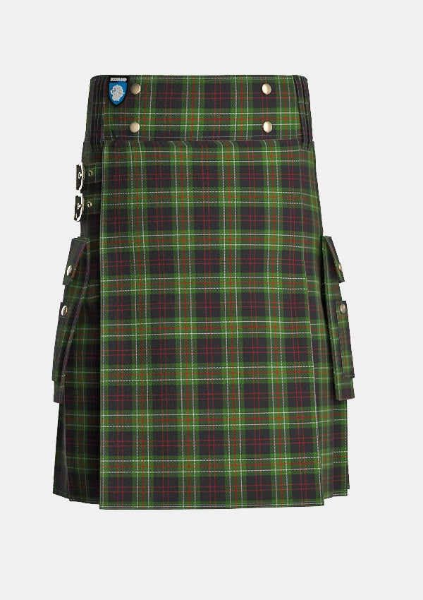 Utility_Mcdermott_tartan_1180_kilt_front_image_with_pleated_design_and_adjustable_buckles_for_men