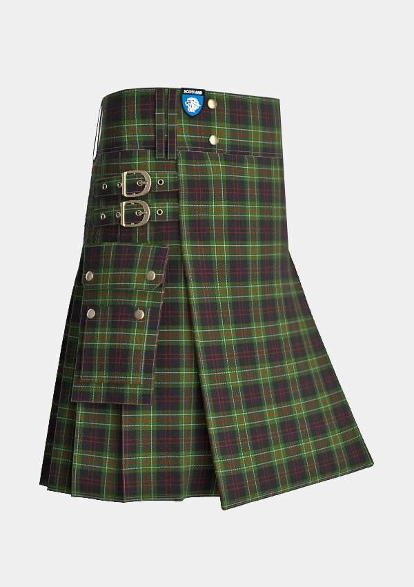 Utility_Mcdermott_tartan_1180_kilt_side_image_with_pleated_design_and_adjustable_buckles_for_men