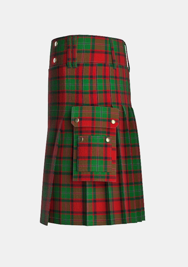 Utility_Mcphail_tartan_1031_kilt_left_image_with_pleated_design_and_adjustable_buckles_for_men
