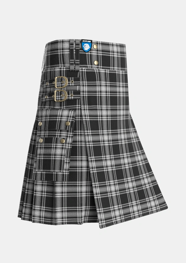 Utility_Menzies_1938_Tartan_1244_kilt_side_image_with_pleated_design_and_adjustable_buckles_for_men