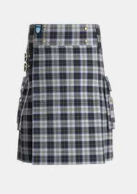 Utility_Menzies_Black_Dress_Tartan_1812_kilt_front_image_with_pleated_design_and_adjustable_buckles_for_men