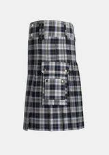 Utility_Menzies_Black_Dress_Tartan_1812_kilt_left_image_with_pleated_design_and_adjustable_buckles_for_men